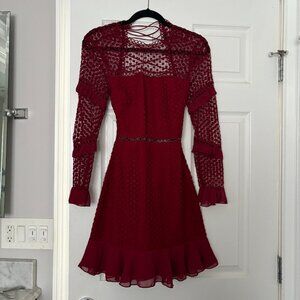 TWO SISTERS THE LABEL Red/Wine Dress Crochet Lace Whimsigoth Coquette Luxe 4